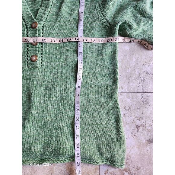 S38 Eddie Bauer Heather Green 1/2 button V-neck sweater long sleeve Size XL - Picture 7 of 9